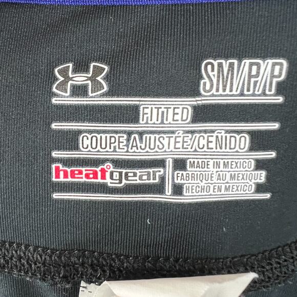 Under Armour Black Blue Fitted SONIC Woman's HeatGear Crops Size S Small - Picture 6 of 9